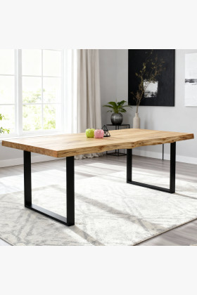 Tölgyfa étkezőasztal 200x100 cm, természetes színű, masszív kivitel